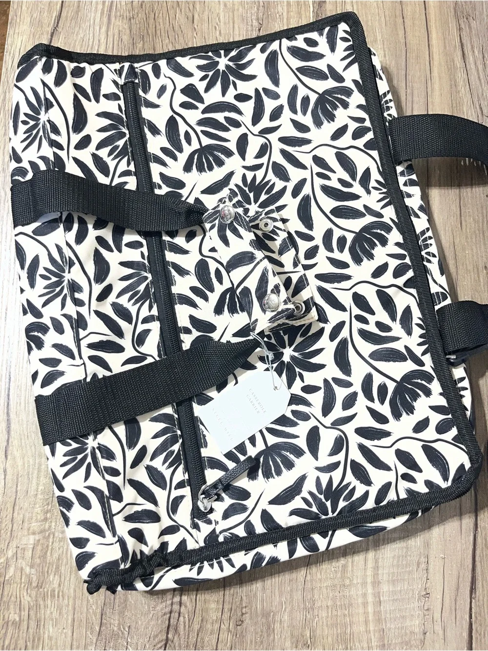 Black & White Floral Travel Organizer Tote